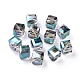 Full Rainbow Plated Crystal Glass Cube Beads Strands EGLA-F023-B05-1