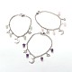 Moon & Star Stainless Steel Gemstone Charm Bracelets X-BJEW-JB01935-1