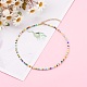 Colliers de perles de graines de verre de couleurs opaques rondes arc-en-ciel NJEW-JN03362-02-4