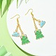 Alloy Enamel Frog Dangle Earrings with Iron Earring Pins for Women EJEW-JE05421-03-3