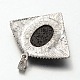 Antique Silver Alloy Synthetic Lava Rock Big Fan Pendants G-O024-14-2