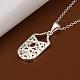 Simple Silver Color Plated Brass Cubic Zirconia Rectangle Pendant Necklaces For Women NJEW-BB12886-3