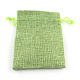 黄麻布ラッピングポーチ巾着袋  黄緑  13.5~14x9.5~10cm X-ABAG-Q050-10x14-02-1