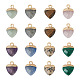 Fashewelry 16 個 8 スタイル天然 & 合成宝石チャーム  ライトゴールドメッキアイアン製パーツ  ハート  13.5x10.5x5~5.5mm  穴：1.6~1.8mm  2個/スタイル G-FW0001-34-2