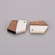 Transparent Resin & Walnut Wood Pendants RESI-S384-003A-A05-3