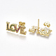 Brass Cubic Zirconia Stud Crawler Earrings EJEW-S201-114-2
