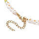 Collar de perlas naturales y millefiori y cuentas de vidrio de semilla para mujer NJEW-JN04159-6