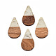 Transparent Resin & Walnut Wood Pendants RESI-N025-030-A02-2
