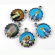 Mixed Color Flat Round Antique Silver Plated Alloy Portrait Pendants X-DYLF0902Y-1