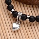 Natural Lava Rock Beaded Stretch Charm Bracelets BJEW-JB02095-02-2
