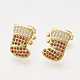 Ciondoli in ottone con zirconi cubici e orecchini a bottone e anelli regolabili set di gioielli SJEW-S043-08-4