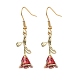 Boucles d'oreilles pendantes rose de vie en émail EJEW-JE05038-01-1