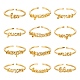 12Pcs 12 Style Brass Cuff Rings RJEW-LS0001-37G-2