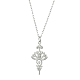 304 Halskette mit Lotusanhänger aus Edelstahl NJEW-JN04561-01-2