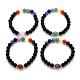 Natural & Synthetic Mixed Stone Round Bead Stretch Bracelets BJEW-JB02373-1