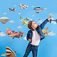 SUPERDANT Watercolor Airplane Wall Decals Plane Wall Stickers Colorful Clouds Cute Helicopter Vinyl Art Decor for Kids Room Nursery Classroom Playroom Baby Room Decor DIY-WH0228-636-3