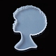 アフロメスシリコーン樹脂金型  大きなアフロ女性のヘッドトレイ型  DIYコースタートレイ用  ホワイト  157.5x110x8.5mm X-DIY-L021-69-2
