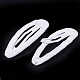 ヘアアクセサリースプレー塗装鉄のスナップヘアクリップ  グログランリボン付き  ホワイト  46.5~47x15.5~16mm PHAR-N003-09-3