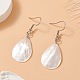Teardrop Natural Trochid Shell Dangle Earrings EJEW-JE05185-2