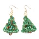 Glass Seed Beads Christmas Tree Dangle Earrings EJEW-JE04482-2