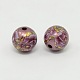 Flower Printed Spray Painted Acrylic Round Beads ACRP-O001-A-04A-1