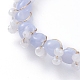 Verstellbare geflochtene Perlenarmbänder aus natürlichem blauem Spitzenachat BJEW-JB05162-03-2