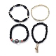 Chaîne de coupe en strass en alliage et ensembles de bracelets extensibles multicouches BJEW-SZ0001-012B-2