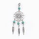 Turquoise synthétiques teint grands pendentifs HJEW-JM00343-2