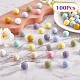 100Pcs Silicone Beads 15mm Multifaceted Round Silicone Beads Bulk Polygonal Silicone Beads Set for DIY Necklace Bracelet Key Chain Craft Jewelry Making JX326A-3