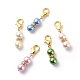 Backen gemalte perlmuttfarbene Glasperle runde Perlenkürbis-Anhängerdekorationen HJEW-JM00734-1