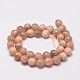 Faceted Round Natural Sunstone Beads Strands G-I176-10-10mm-2