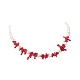 Ожерелья из бисера из окрашенной синтетической красной коралловой крошки и натурального жемчуга с градуировкой для женщин NJEW-TA00065-5