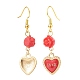 3 paires de breloques en alliage d'émail rouge de style 3 et boucles d'oreilles pendantes en perles de rose EJEW-JE05031-03-5