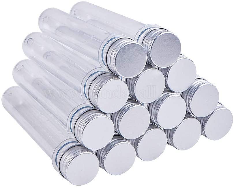Lot De 12 Tubes à Essai Plastique 40 Ml Avec Bouchon Vis Aluminium - 25x140 Mm, Transparent, Idéal Stockage & Loisirs