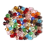 Имитация австрийских кристаллов, класс AAA, граненые, двухконусные, разноцветные, 4x4 мм, отверстие : 0.7~0.9 мм