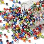 Perles de rocaille en verre, couleurs opaques lustered, ronde, couleur mixte, 2mm, Trou: 1mm, environ 30000 pcs / livre