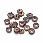 Tapas de abalorios de flor de hierro de bronce antiguo, sin níquel, 5x1.5mm, agujero: 1 mm, aproximamente 330 unidades / 10 g