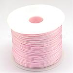 Filo nylon, cordoncino di raso rattail, perla rosa, 1.0mm, circa 76.55 iarde (70 m)/rotolo