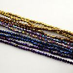 Chapelets de perles en verre électroplaqué, arc-en-ciel plaqué, toupie avec facettes, couleur mixte, 4x4.5mm, Trou: 1mm, Environ 92~96 pcs/chapelet, 13.78~14.37 pouce