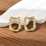 Текстурированные прямоугольные латунные серьги-кольца EJEW-B007-02G