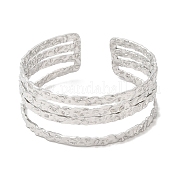 304 Stainless Steel Multi Line Cuff Bangles for Women BJEW-L682-004P