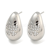 Серьга-гвоздик из латуни с микро-паве EJEW-C102-29C-P