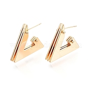 Brass Triple Triangle Stud Earrings EJEW-G321-12G