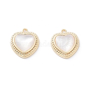 Rack Plating Brass Heart Charms with Shell KK-A183-27G