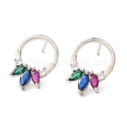 Латунные серьги-гвоздики в форме колец EJEW-L270-16P