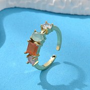 Манжеты из латуни с микро паве кубический цирконий для женщин RJEW-C123-07G