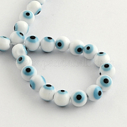 Круглый ручной сглаза Lampwork бисер LAMP-R114-6mm-07