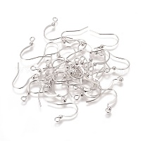 304 Stainless Steel Earring Hooks, Ear Wire, with Horizontal Loop, Silver,  17x18x2.4mm, Hole: 1.8mm, 21 Gauge, Pin: 0.7mm