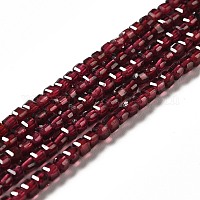 Natural Garnet Beads Strands, Faceted, Round, 4mm, Hole: 1mm, about  91pcs/strand, 15 inch(38.5cm)