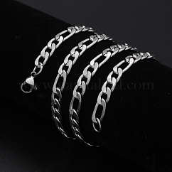 Collares de cadena fígaro de acero inoxidable 304 para hombre que no se deslustran, con cierre de langosta, facetados, color acero inoxidable, 19.9 pulgada (50.5 cm), 7mm